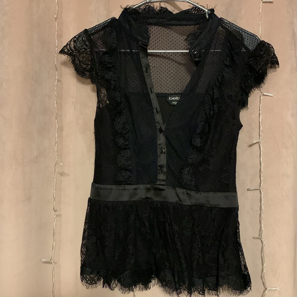 Bebe Black Lace Blouse